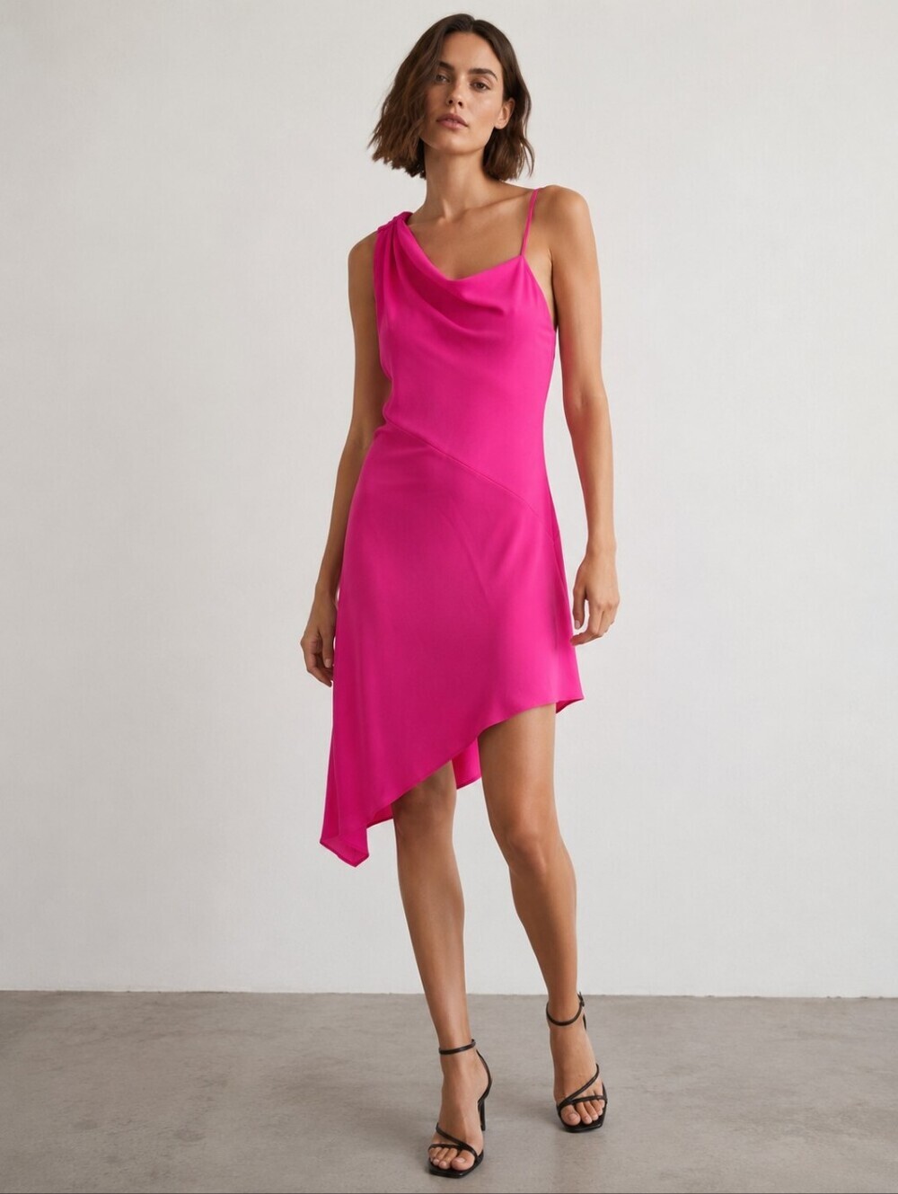 NWT Julia Jordan Fuchsia Pink Asymmetrical Sleeveless One Shoulder Dress Size 10